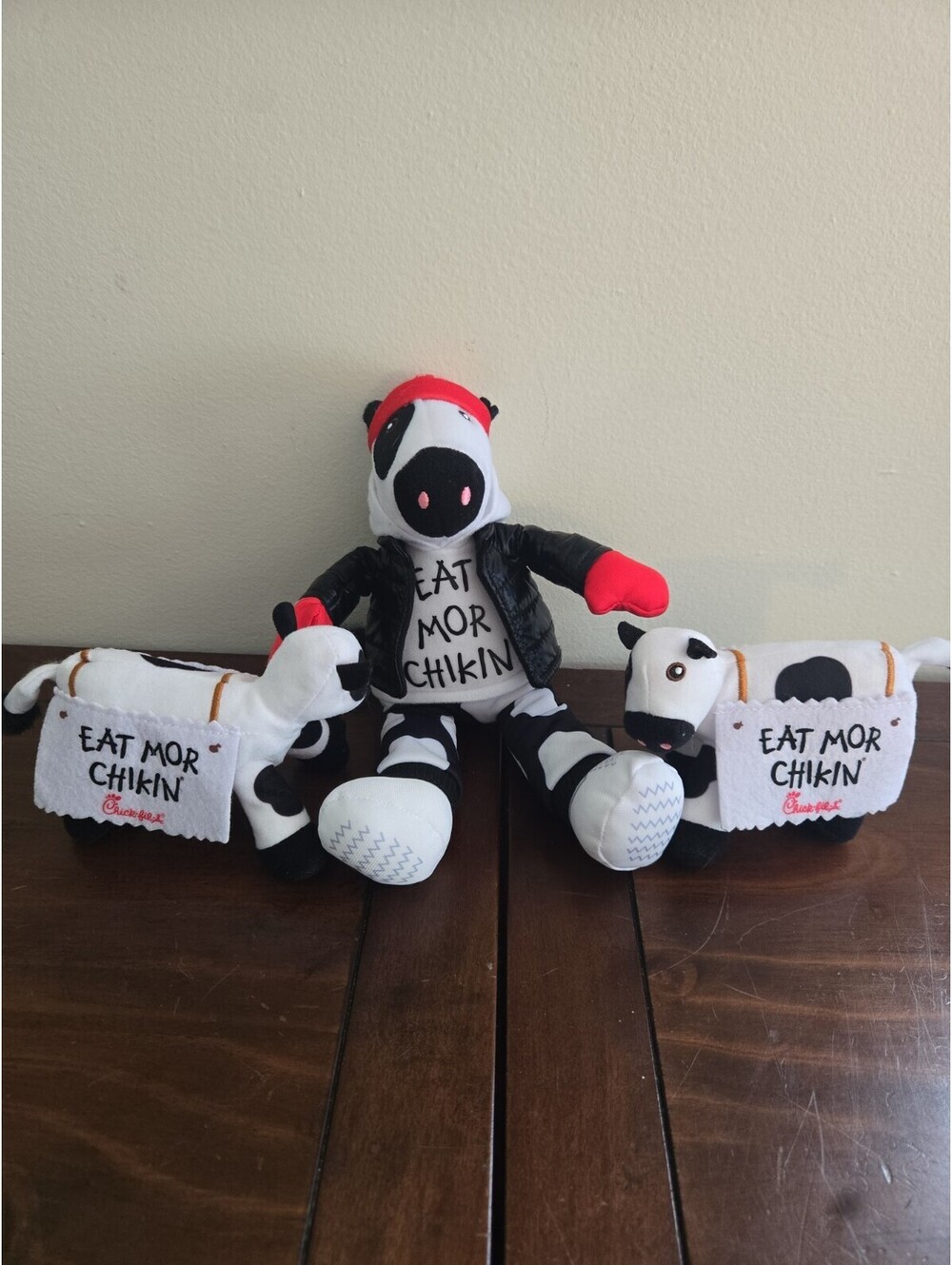 Lot Of 3 Chic Fil A Cows Christmas Puffer Jacket 9” Plush Mini Cows